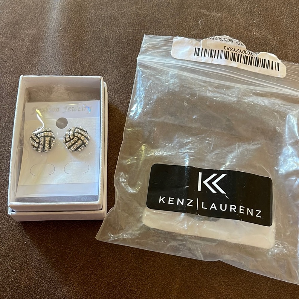 Pair of Kenz Laurenz Volleyball Stud Earrings NIB